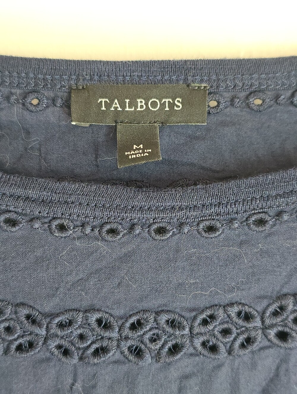 Talbots Navy Eyelet Trim Knit Cottagecore Dress M - Picture 3 of 10